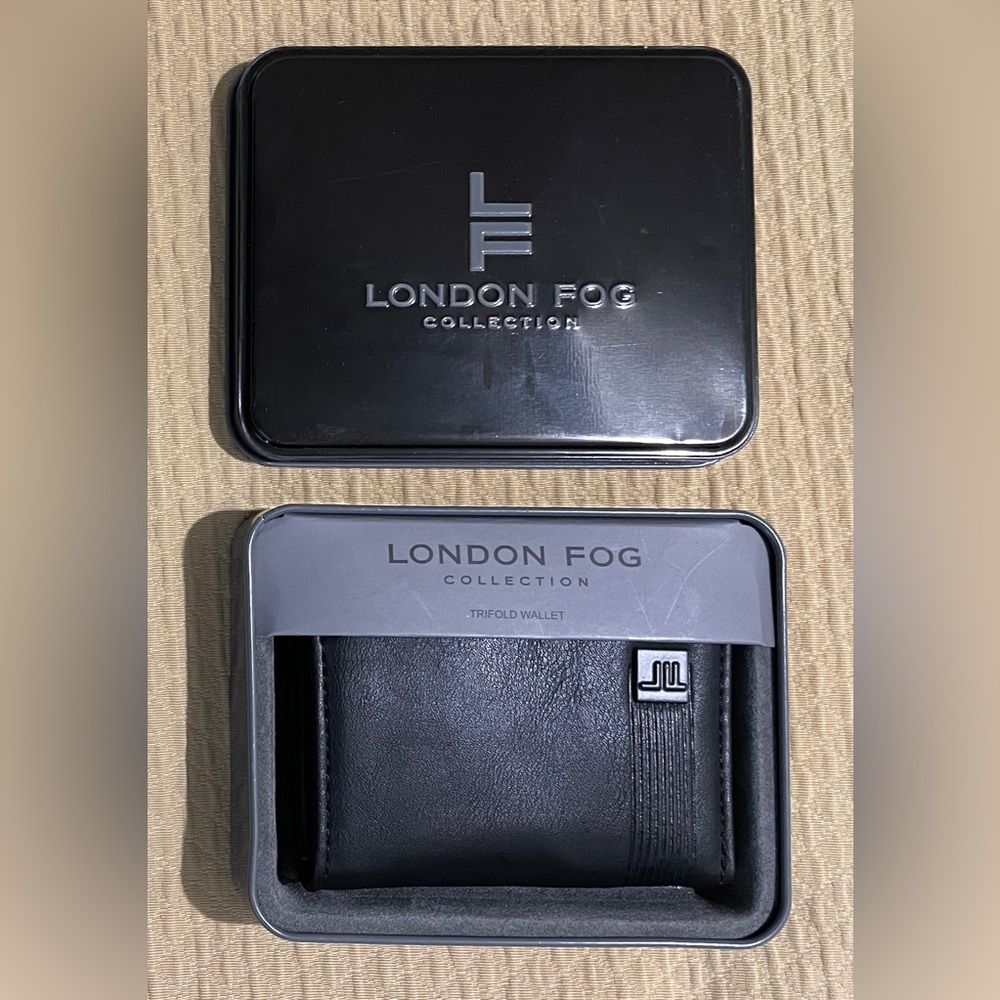 London Fog Men's Genuine Leather Black Trifold Wallet